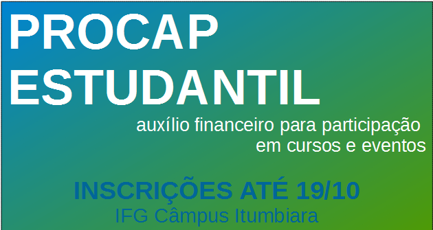 Inscrições seguem até o dia 19/10